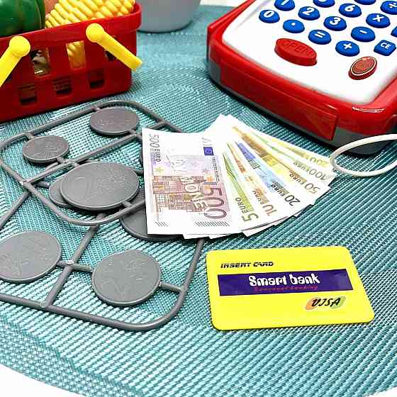 Касовий апарат іграшковий зі сканером та терміналом та продуктами (6113A-15A) Чернигов