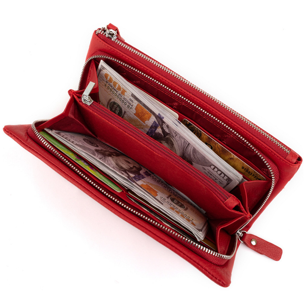 Кошелек-клатч из кожи с карманом для мобильного ST Leather 19315 Красный Киев - изображение 5