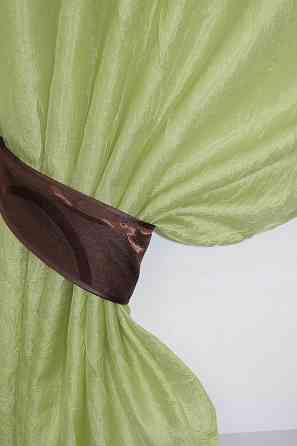 Кухонные шторы VR-Textil № 073к с ламбрекеном и подхватами салатовый с коричневым 270х170 см ( 52-0073) Киев