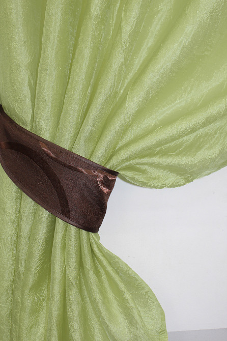 Кухонні штори VR-Textil № 073к з ламбрекеном і підхватами салатовий з коричневим 270х170 см ( 52-0073) Київ - фото 3