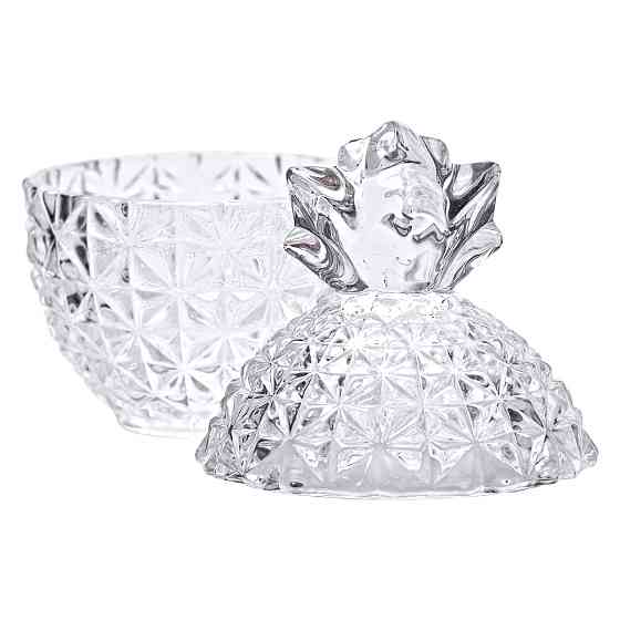 Yiwu Цукерниця з кришкою Ø9 см ваза цукерниця кругла скляна прозора ананас HP-4-112 Коломыя