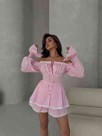 Жіночий стильний романтичний легкий костюм з натурального льону Одеса