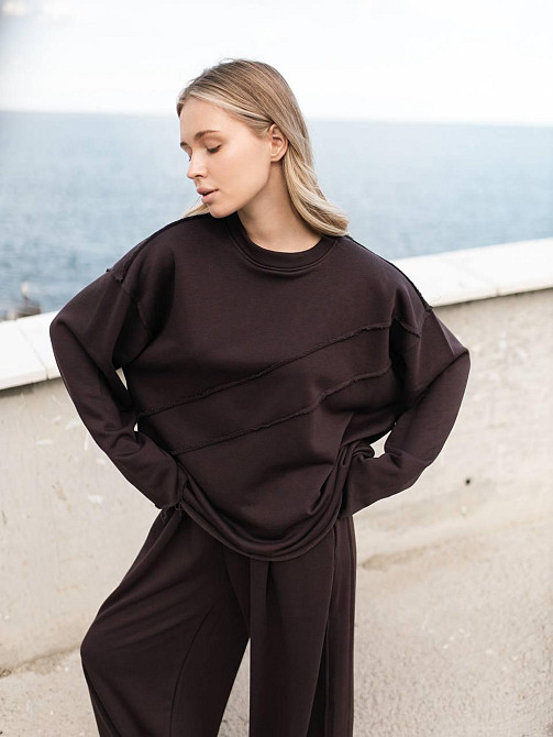Женский стильный оверсайз костюм двойка: кофта и штаны турецкая трехнить петля пенье Одесса - изображение 8
