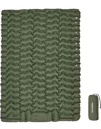 Матрац надувний подвійний Naturehike Double CNK2550WS019 FC01 з вбудованим ножним насосом (Зелений) Київ