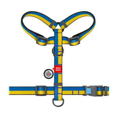 Шлея для собак WAUDOG Nylon з QR паспортом анатомічна "Colors of freedom" XS (319-4020) Вінниця