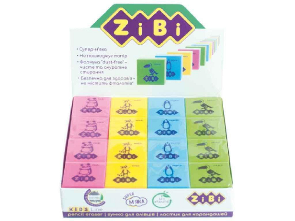 Ластик квадратний ANIMALS 28х28х13,5мм в боксі ZB.5458 ТМ ZiBi   Solmir Київ - фото 1