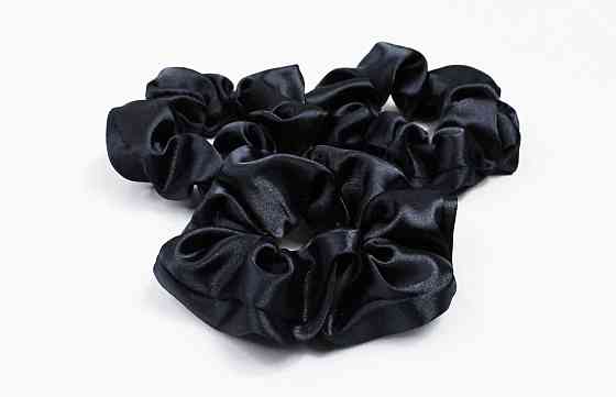 Атласна гумка для волосся Чорний Харків