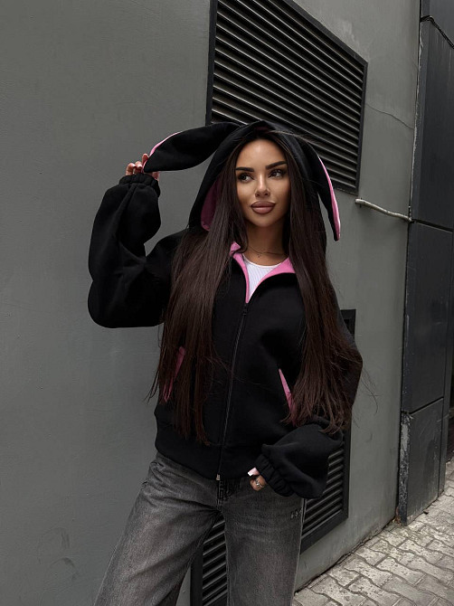 Жіноча стильна худі з вушками тринити на флісі Одеса - фото 5