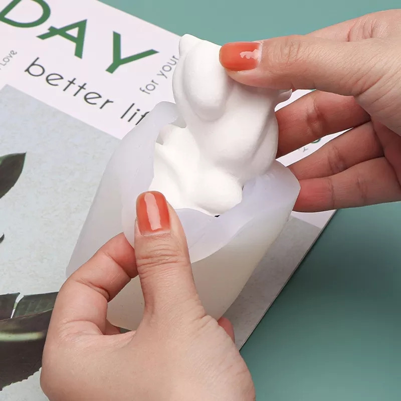 Молд силиконовый Заяц 73 на 65 мм белый Киев - изображение 4