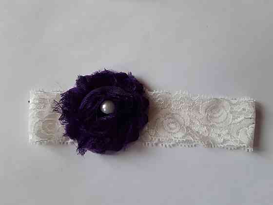 Мереживна дитяча пов'язка фіолетова - окружність 36-44см, квітка 6см Київ