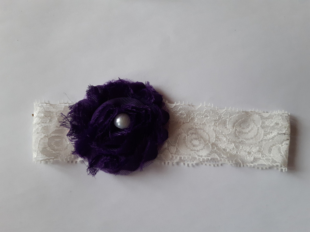 Мереживна дитяча пов'язка фіолетова - окружність 36-44см, квітка 6см Київ - фото 1