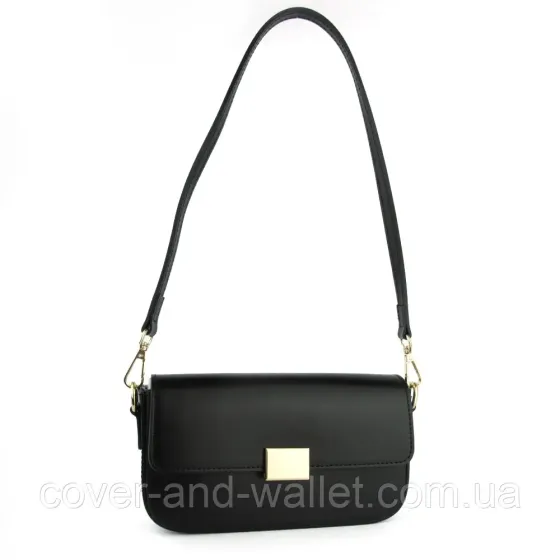 Маленька каркасна жіноча сумка чорного кольору з гладкої шкіри Virginia Conti Київ