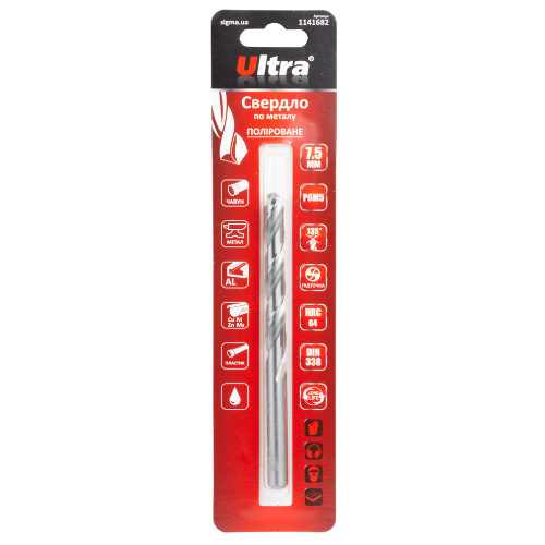 Свердло по металу d7,5мм P6M5 поліроване Ultra Житомир - изображение 2