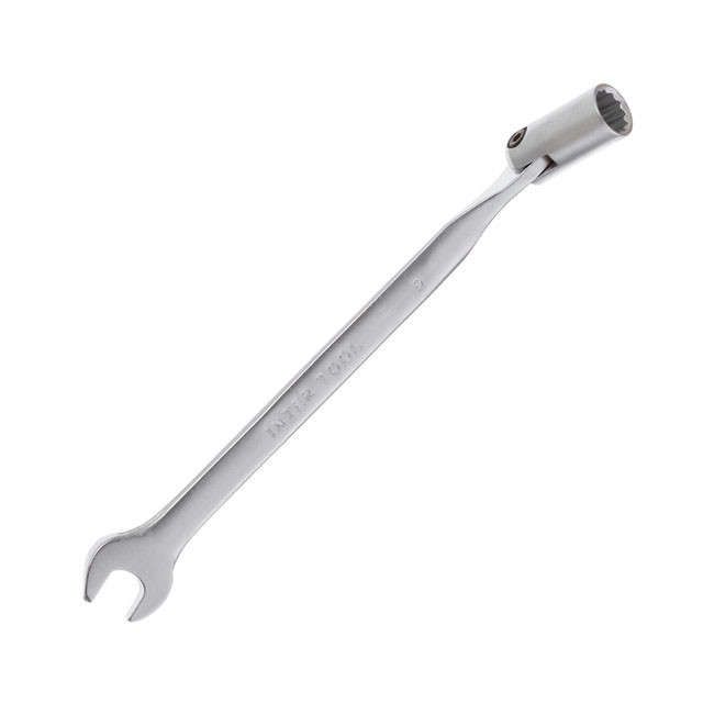 Ключ рожково-накидной, шарнирный, 9 мм, Cr-V, покрытие: сатин-хром INTERTOOL XT-1409 Киев - изображение 1