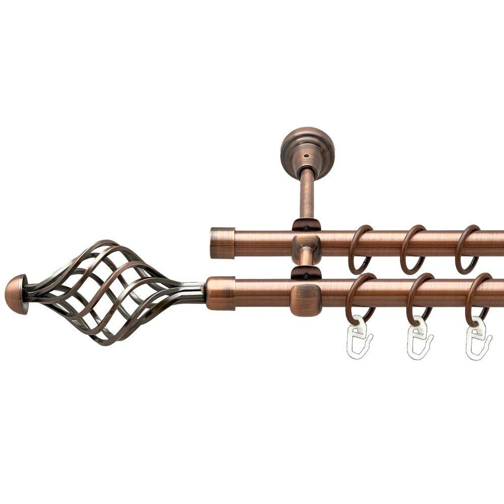 Карниз Orvit Арезо металевий дворядний відкритий гладка труба кільце металеве Мідь 16\16 мм 160 см (00-00020548) Львів - фото 1