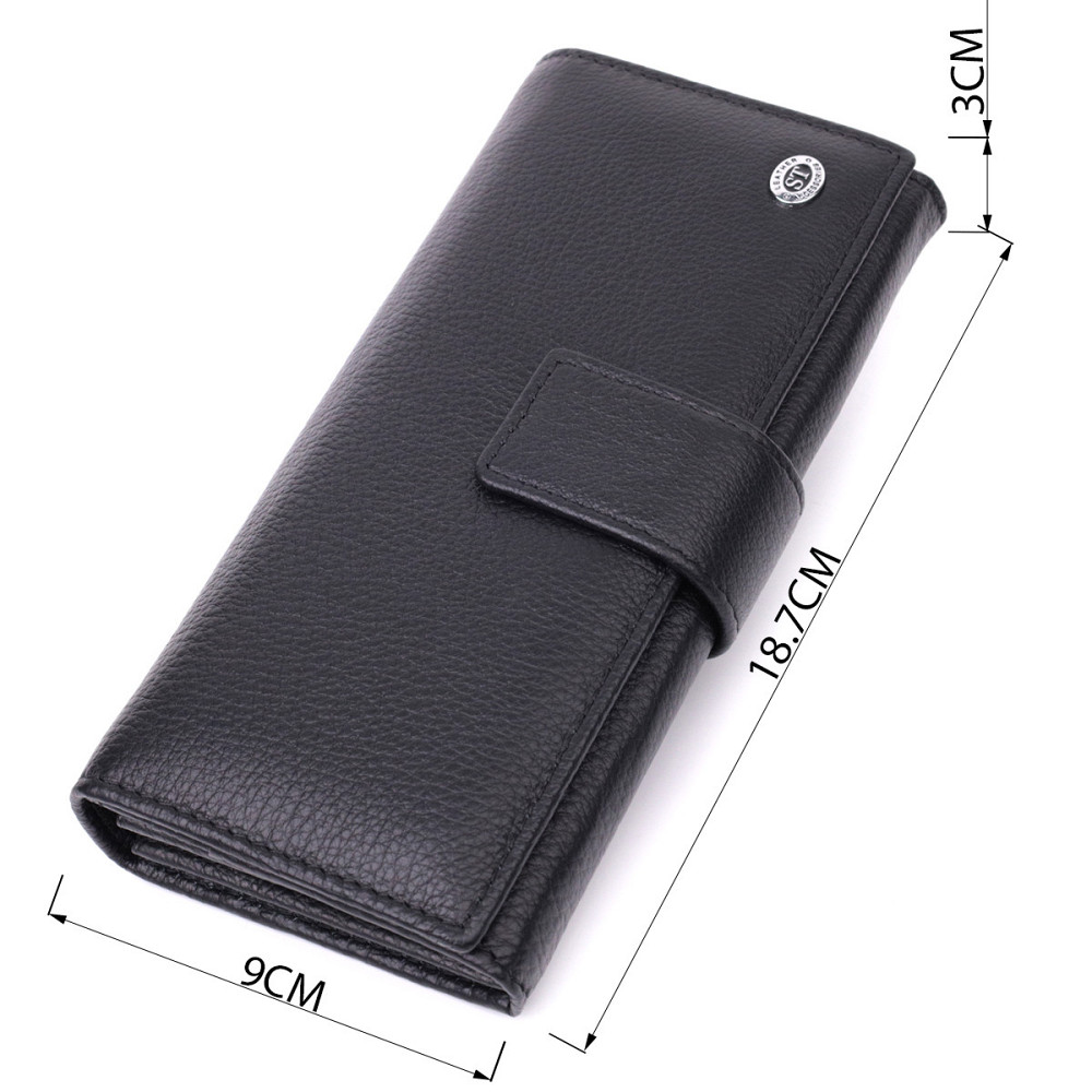 Жіночий шкіряний гаманець для карток купюр та монет ST Leather 22548 Чорний Київ - фото 15