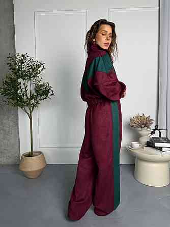 Женский стильный повседневный костюм двойка из замша на дайвинге Одесса