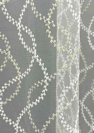 Тюль фатин с вышивкой и люрексом Цвет молочный с золотистым 1833т Киев