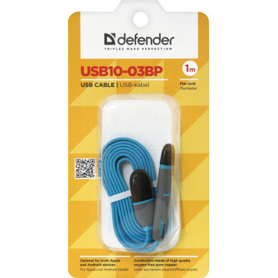Дата кабель USB10-03BP USB - Micro USB/Lightning, blue, 1m Defender (87487) Вінниця - фото 5