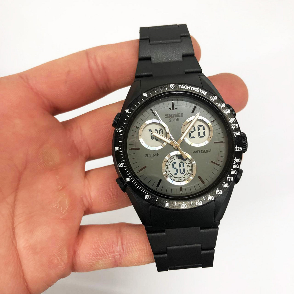 Годинники чоловічі кварцово-електронні спортивні SKMEI 2109BK, Годинники спортивні спорт MH-36 Львів - фото 2