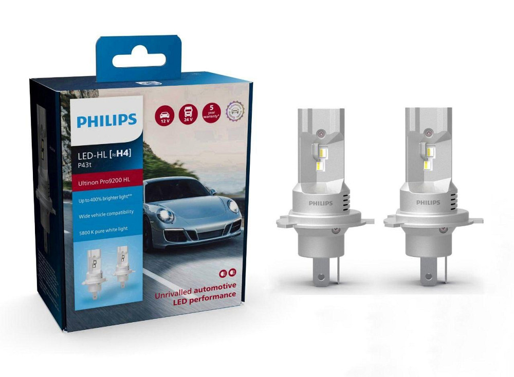 Комплект світлодіодних ламп PHILIPS H4 (P43t) 11342U92X2 LED Ultinon Pro9200 +400% 12/24V Харків - фото 2