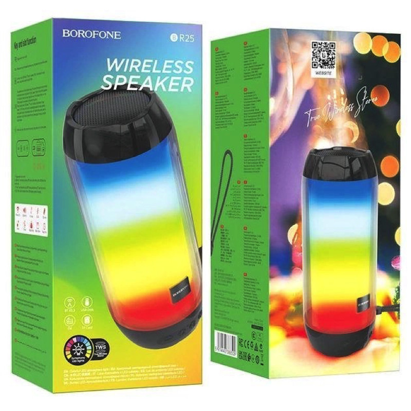 Портативна колонка BOROFONE BR25 Crazy sound colorful luminous BT speaker Black Київ - фото 3