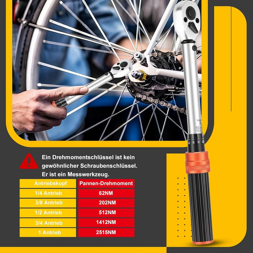 Динамометричний ключ ATsafepro AT215A002 мультиколірний 1/4" 5-25 Nm 72 зубці набір 15 шт для велосипеда і мотоцикла з насадками Київ - фото 4