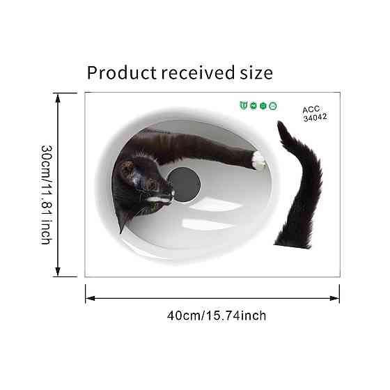 Наклейка на унітаз Кіт 30 на 40 см чорно-білий Київ