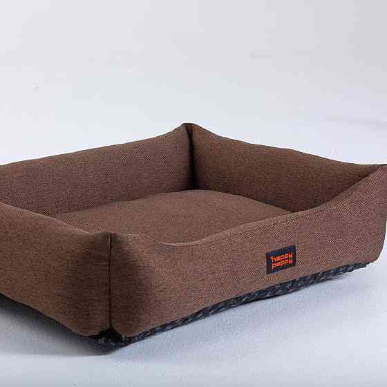 Лежак для собак и котов Happy Peppy (Хэппи Пеппи) Sofa Рогожка 60х90 см, Коричневый Запорожье
