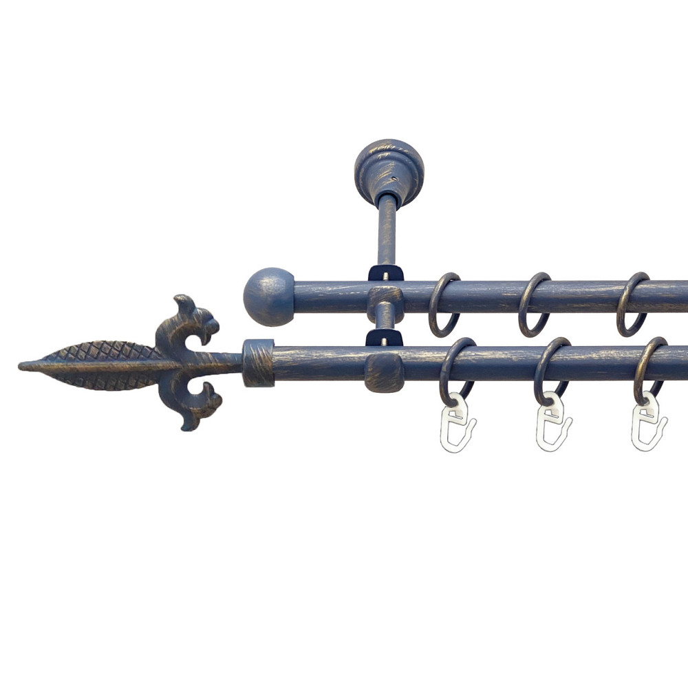 Карниз Orvit Генуя металевий дворядний відкритий Блакить Золота 16\16 мм 160 см (00-00015637) Львів - фото 1