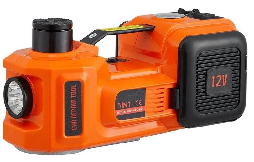 Електричний автодомкрат 3-в-1 BX-481 (5т, 12В), вбудований компресор, ліхтарик, висота 450мм, кейс Одеса - фото 3