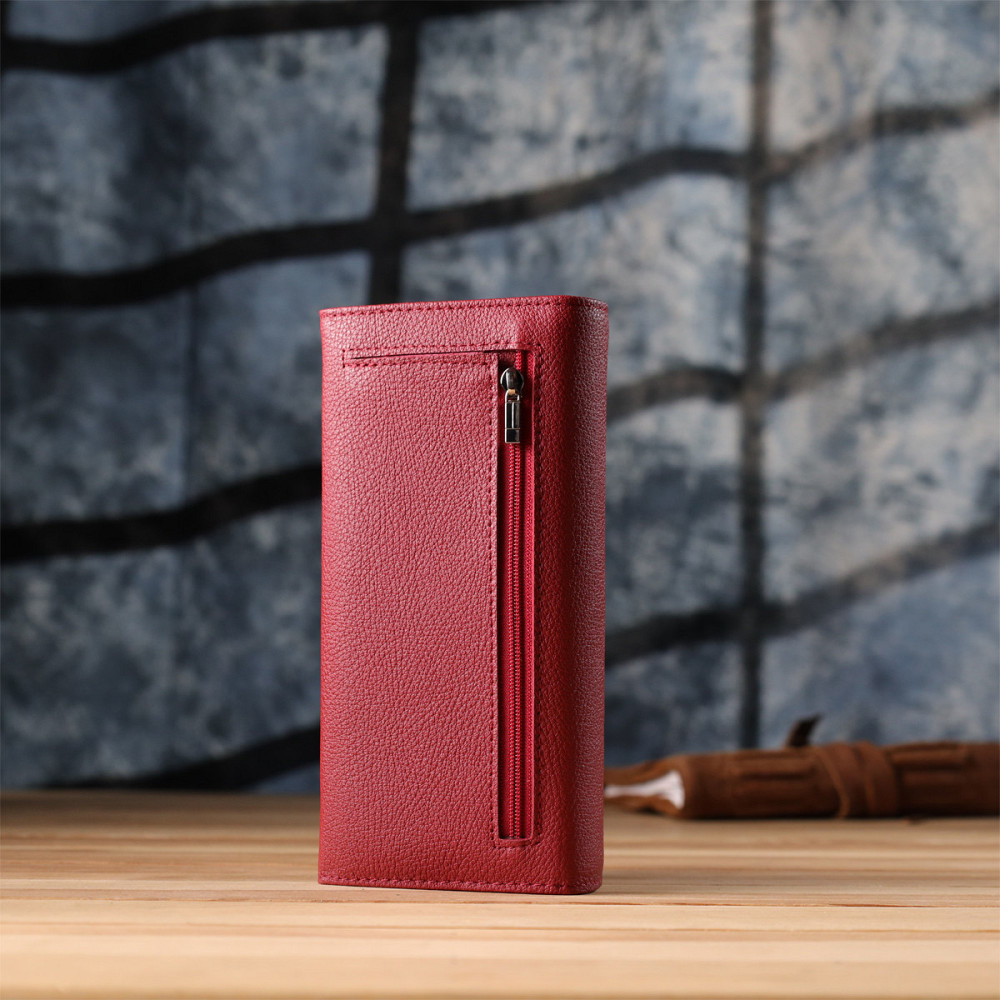 Жіночий місткий гаманець з натуральної шкіри ST Leather 23096 Червоний Київ - фото 10
