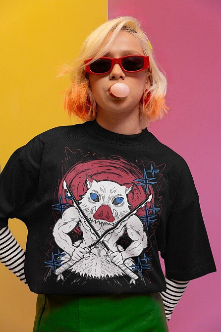 Футболка аниме Истребитель демонов оверсайз (S/M/L) Черний AnimeJ0080 Днепр - изображение 3