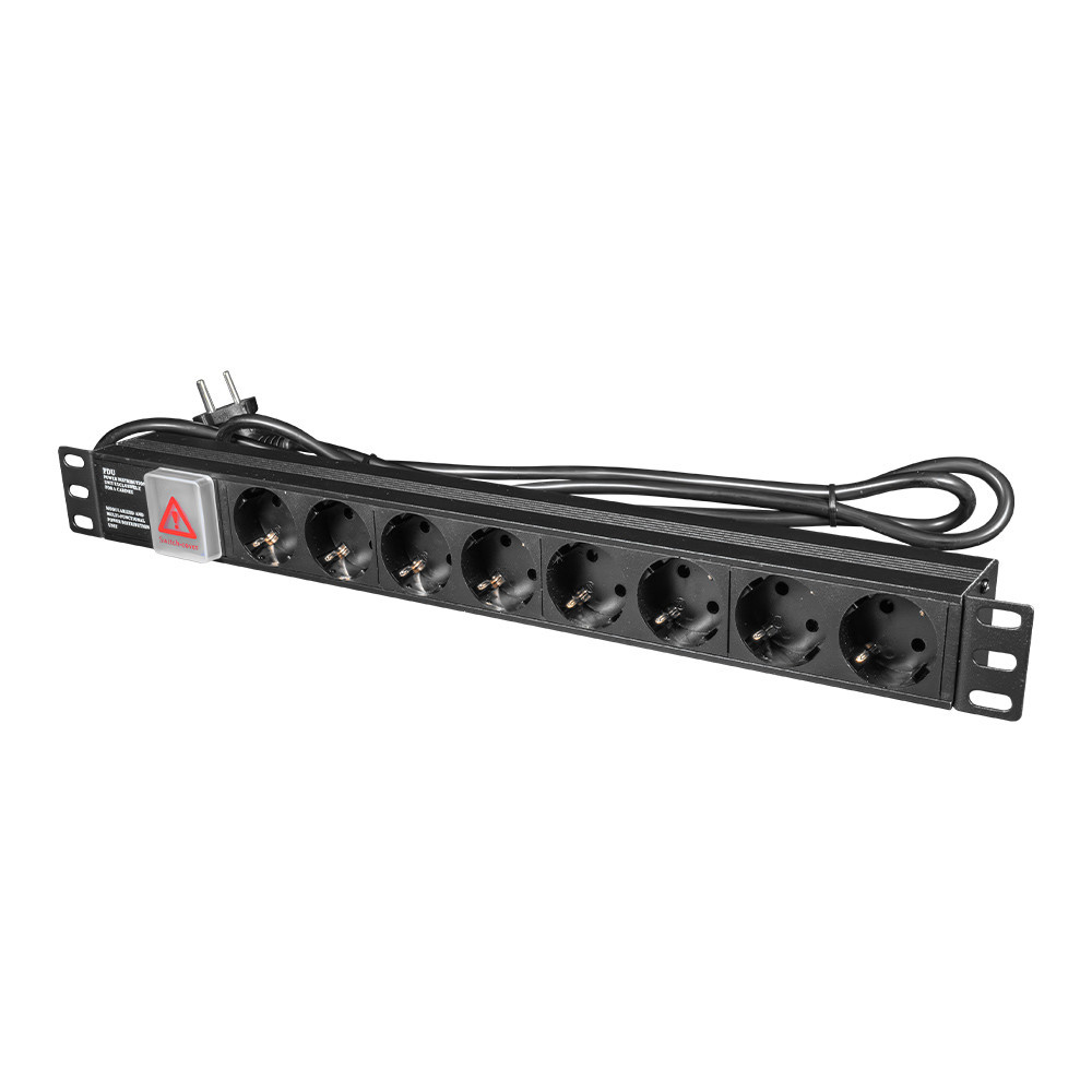Блок розеток E-NET PDU/8M-16А Black на 8 розеток Schuko, з вимикачем (25-00065) Киев - изображение 1