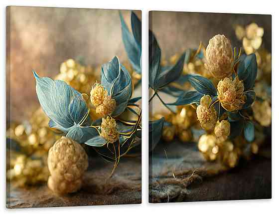 Модульна картина у вітальню/ спальню  Синьо-Жовтий хміль    TLV-2_140 90x132 см Київ