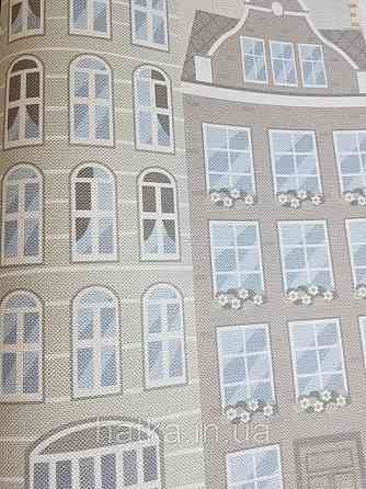 Обои виниловые на флизелине AdaWall Ada Kids метровые детские город дома здания  горизонтальная поклейка Киев