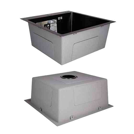 Комплект Lidz Handmade H5050B Мийка для кухні інтегрована BlackPVD у комплекті з дозатором + Lidz K01B Кошик для кухонної Київ