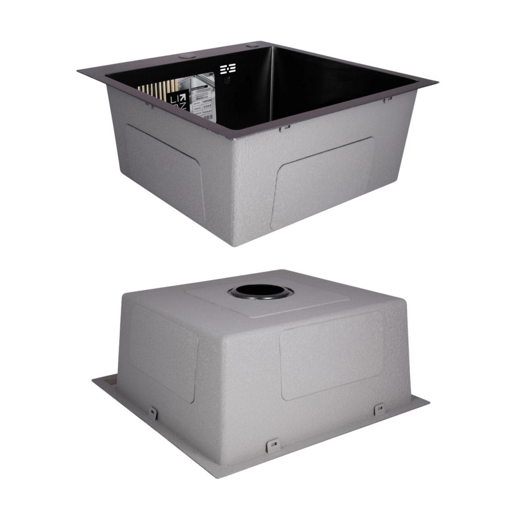 Комплект Lidz Handmade H5050B Мийка для кухні інтегрована BlackPVD у комплекті з дозатором + Lidz K01B Кошик для кухонної Київ - фото 4