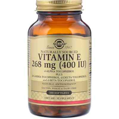 Вітамін Solgar Вітамін Е 400 IU, 100 желатинових капсул (SOL-03541) Вінниця