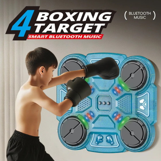 Тренажер для бокса на 4 цели с перчатками детская мишень, аккумуляторный музыкальный с Bluetooth цвет прозрачно голубой Каменец-Подольский