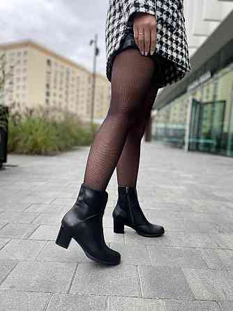 Черевики жіночі Odzi чорні натуральна шкіра каблук 6 см размеры 37-40 (2101) Коломия