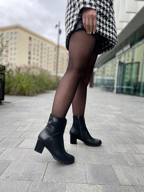 Черевики жіночі Odzi чорні натуральна шкіра каблук 6 см размеры 37-40 (2101) Коломия - фото 6