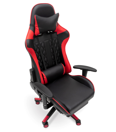 Геймерське комп'ютерне крісло з масажером, ергономічними подушками та підставкою для ніг, Чорний/Червоний (G899) Київ