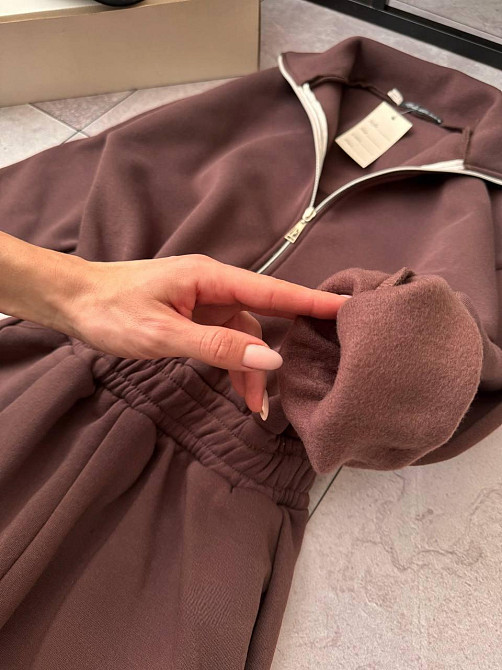 Жіночий теплий стильний комбінезон Тринитка на флісі Шоколад, 48/52 Одеса - фото 2