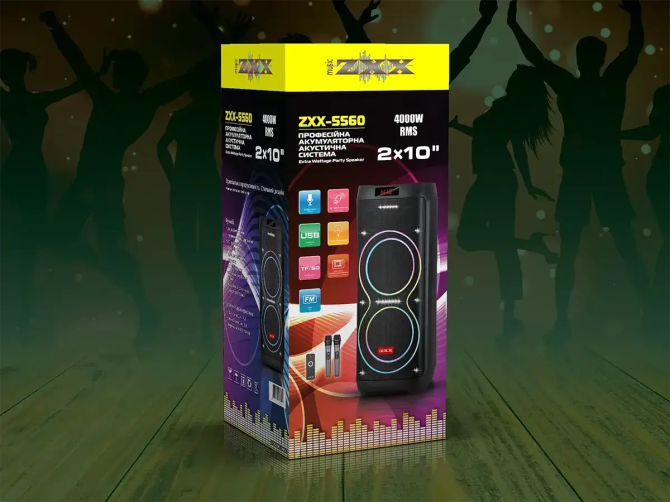 Портативная акустическая колонка ZXX-5560 100Вт, 2×10