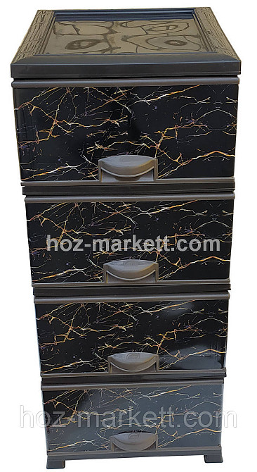 Комод пластиковый тумба на 4 ящика Мрамор черный Elif Турция Харьков - изображение 2