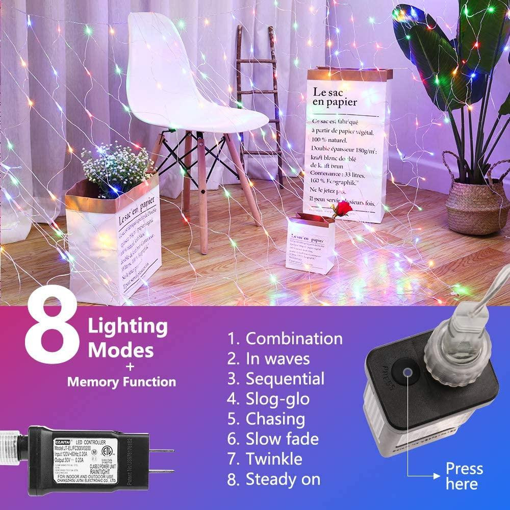 Світлодіодна гірлянда-сітка LYHOPE 3x3 м (360 LED) — Багатоколірна підсвітка для фотозони, таймер, IP44 Київ - фото 4