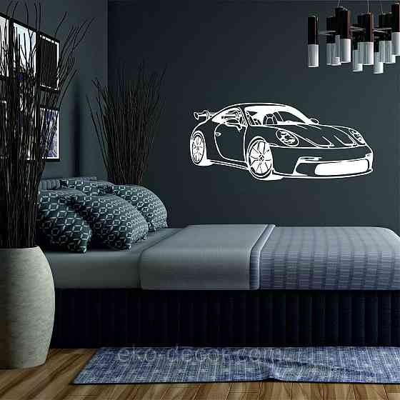 Декоративне настінне Панно «Авто Порш», Декор на стіну 110*46 см, Білий Київ