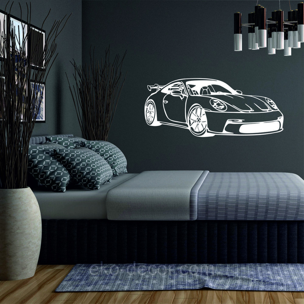 Декоративне настінне Панно «Авто Порш», Декор на стіну 110*46 см, Білий Київ - фото 4