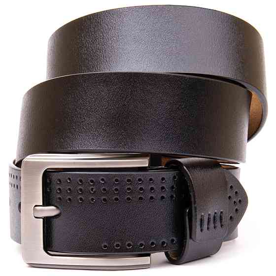 Ремінь з дірками чоловічий Vintage 20383 Чорний Київ